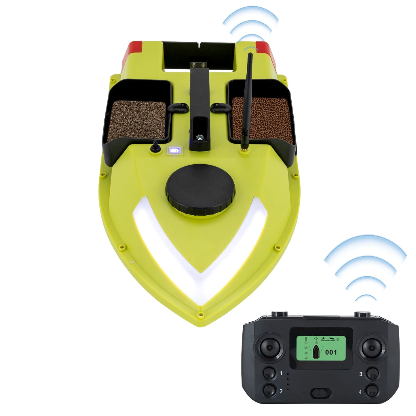 Rechargeable GPS Fishing Bait Boat with 7 Light Colors 600m Remote Control 2kg Load Bait Boat with 2 Batteries