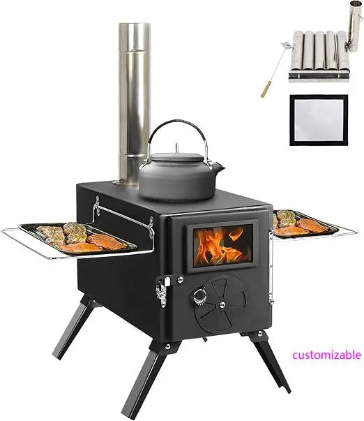 Outdoor Portable Wood Burning Stove, Heating Burner Stove for Tent,Camping, Ice-fishing, Cookout, Hiking, Travel