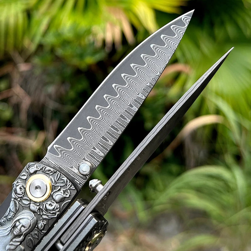 High Quality Damascus Steel Folding Pocket Knife, EDC Men's and Women's Pocket Knife, Hunting Adventure Knife, Utility Knife