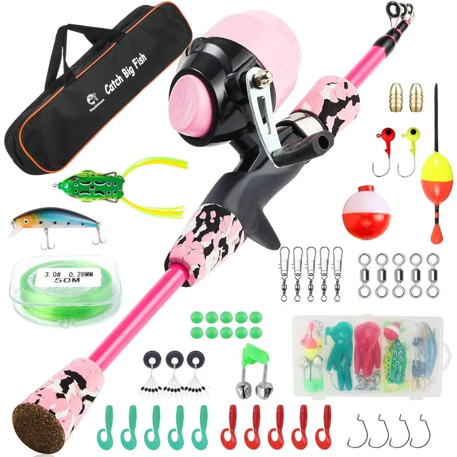 Portable Telescopic Fishing Rod and Reel Combo Full Kit Set for Ideal for Outdoor Adventures and Beginner Youth Easy to Assembl