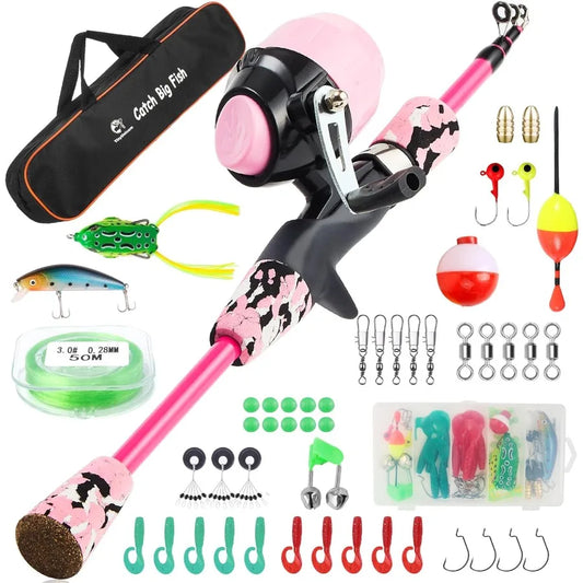 Portable Telescopic Fishing Rod and Reel Combo Full Kit Set for Ideal for Outdoor Adventures and Beginner Youth Easy to Assembl