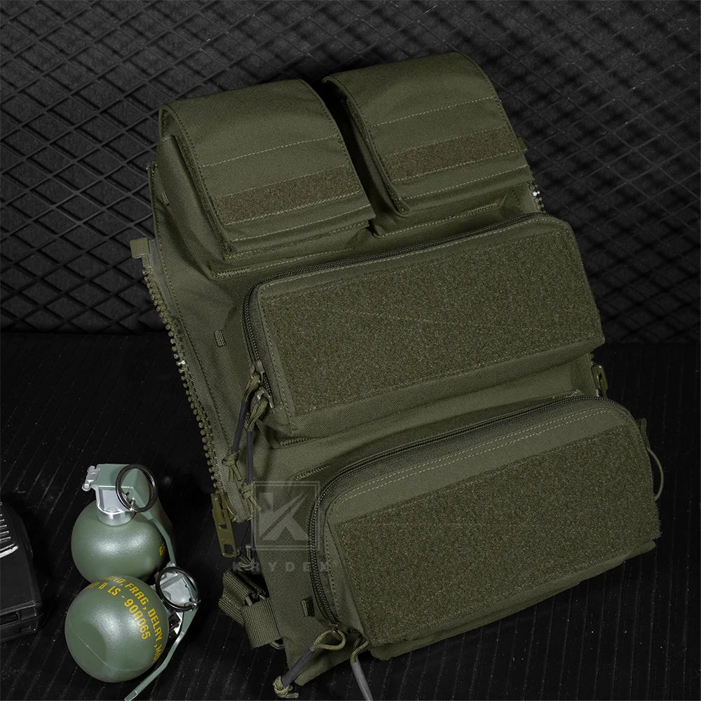 KRYDEX Tactical Modular Back Panel Backpack Zip On Molle Pouch Bag With Mag Pouch for AVS JPC 2.0 CPC Vest Hunting Accessories