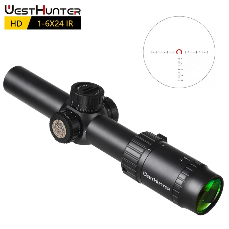 WestHunter HD 1-6X24 IR LPVO Riflescopes R/G Illumination Etched Glass Reticle Hunting Sights Long Eye Relief Optical Sights