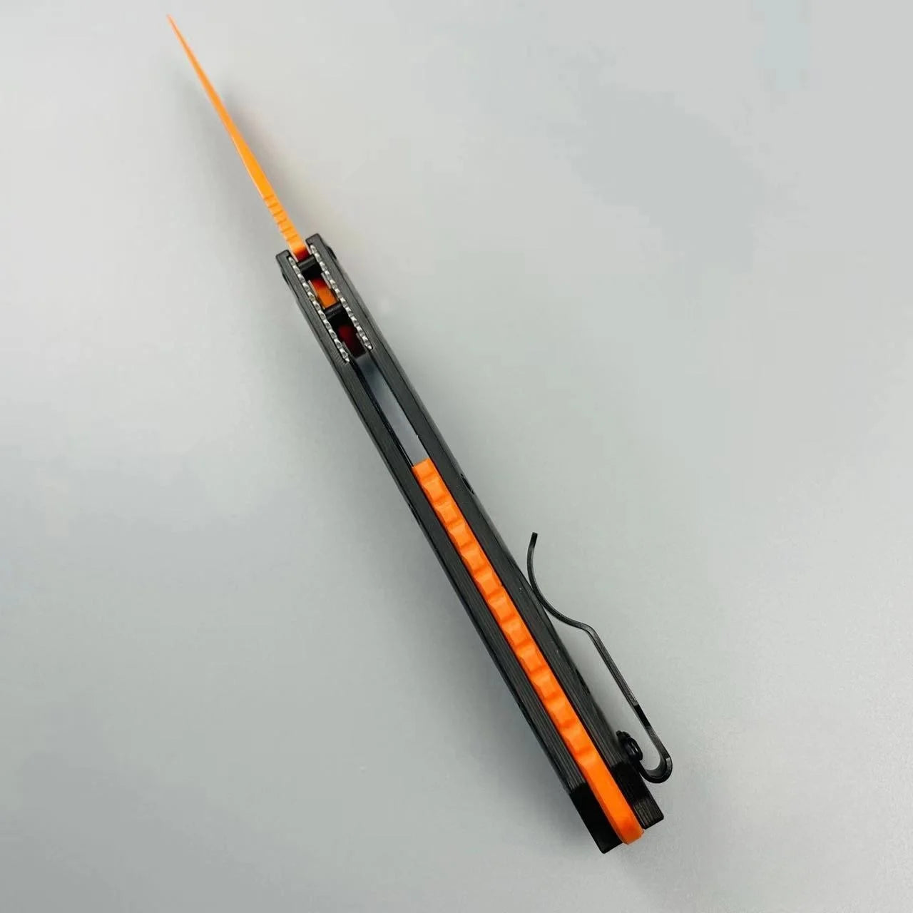 Multi functional folding knife, durable orange D2 steel blade, carbon fiber handle, men's gift, knife enthusiast collector