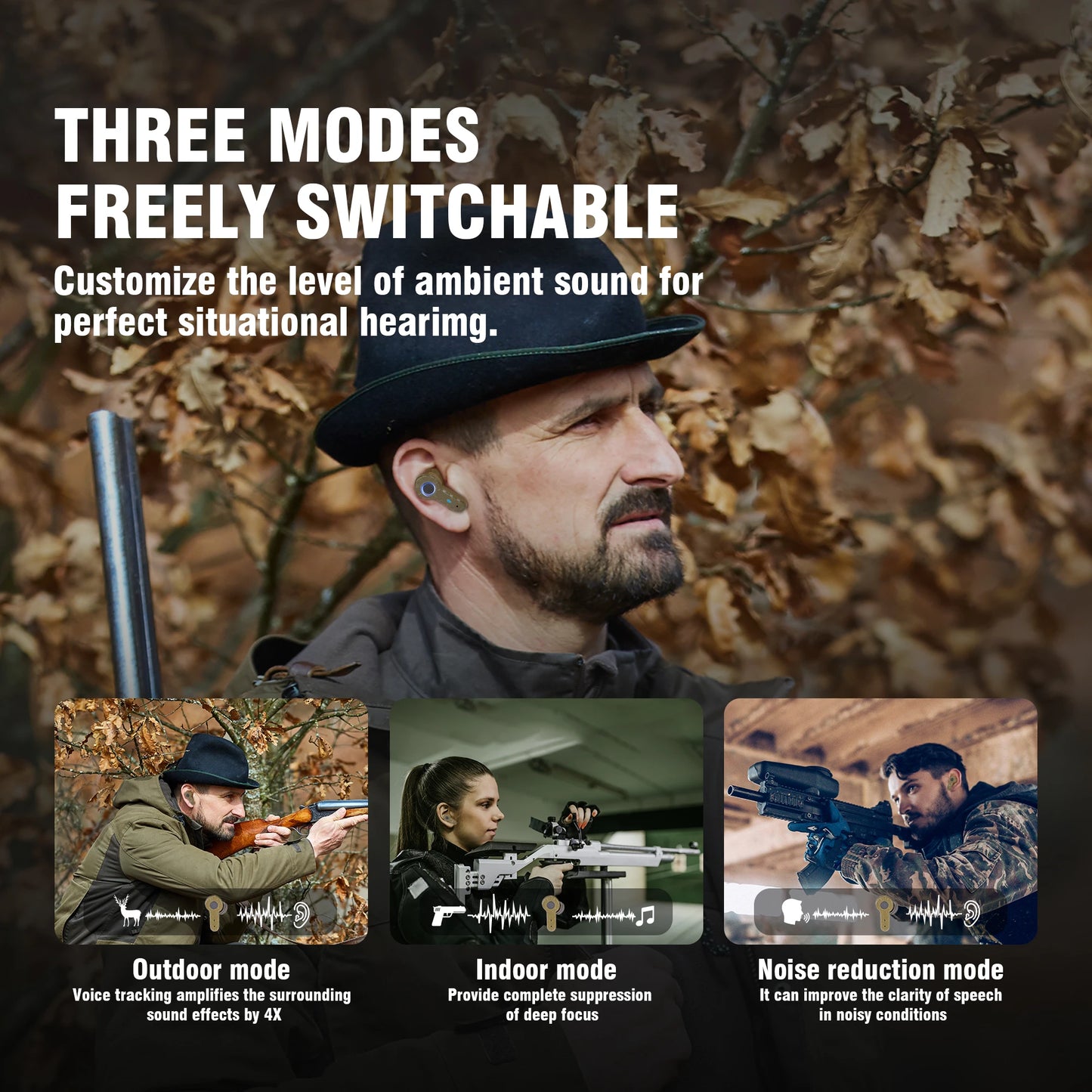 ARM NEXT tactical headset anti-noise earplugs noise-cancelling for shooting hearing protection NRR27dB Military gear hunting