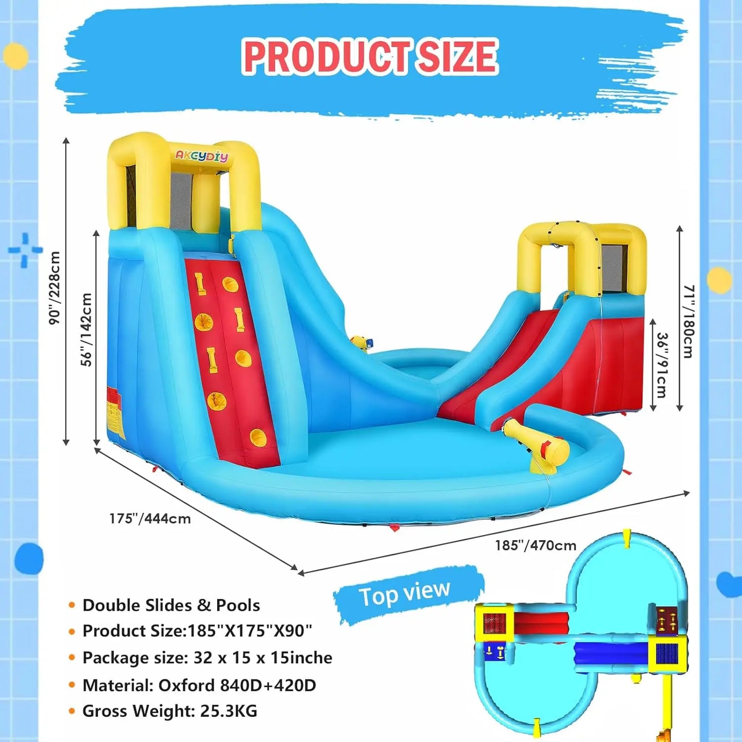 Big Inflatable Water Slides Park, Inflatable Play Center Kiddie Slide with Pool, Heavy-Duty for Backyard Fun, Climbing Wall, 2 S