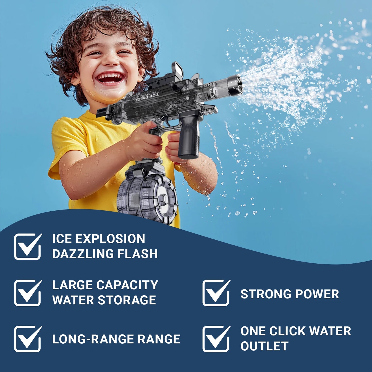 UZI elec. Water Gun Toy Swimming Pool Play Water Adult Shots Games Toy Outdoor Games High Pressure Water Gun Summer Toys for Kid