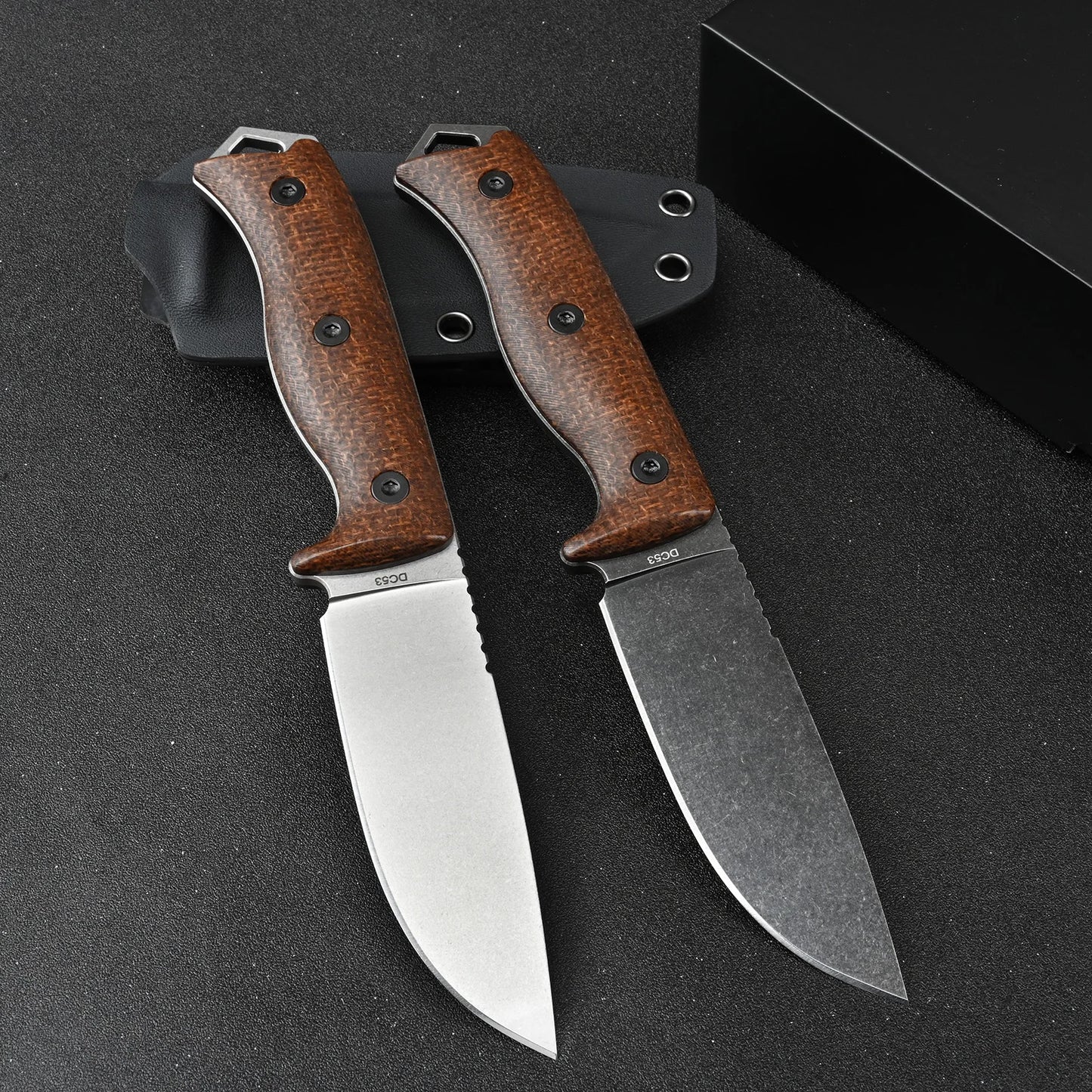 SDOKEDC Fixed Blade Knife DC53 Steel Micarta Handle Kydex Sheath for EDC Outdoor Camping Survival Mens Gift