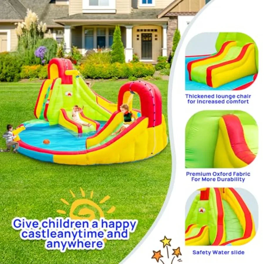 Heavy Inflatable Water Slide Park Double Slide Climbing Wall Fountain for Outdoors Equipped with Air Blower
