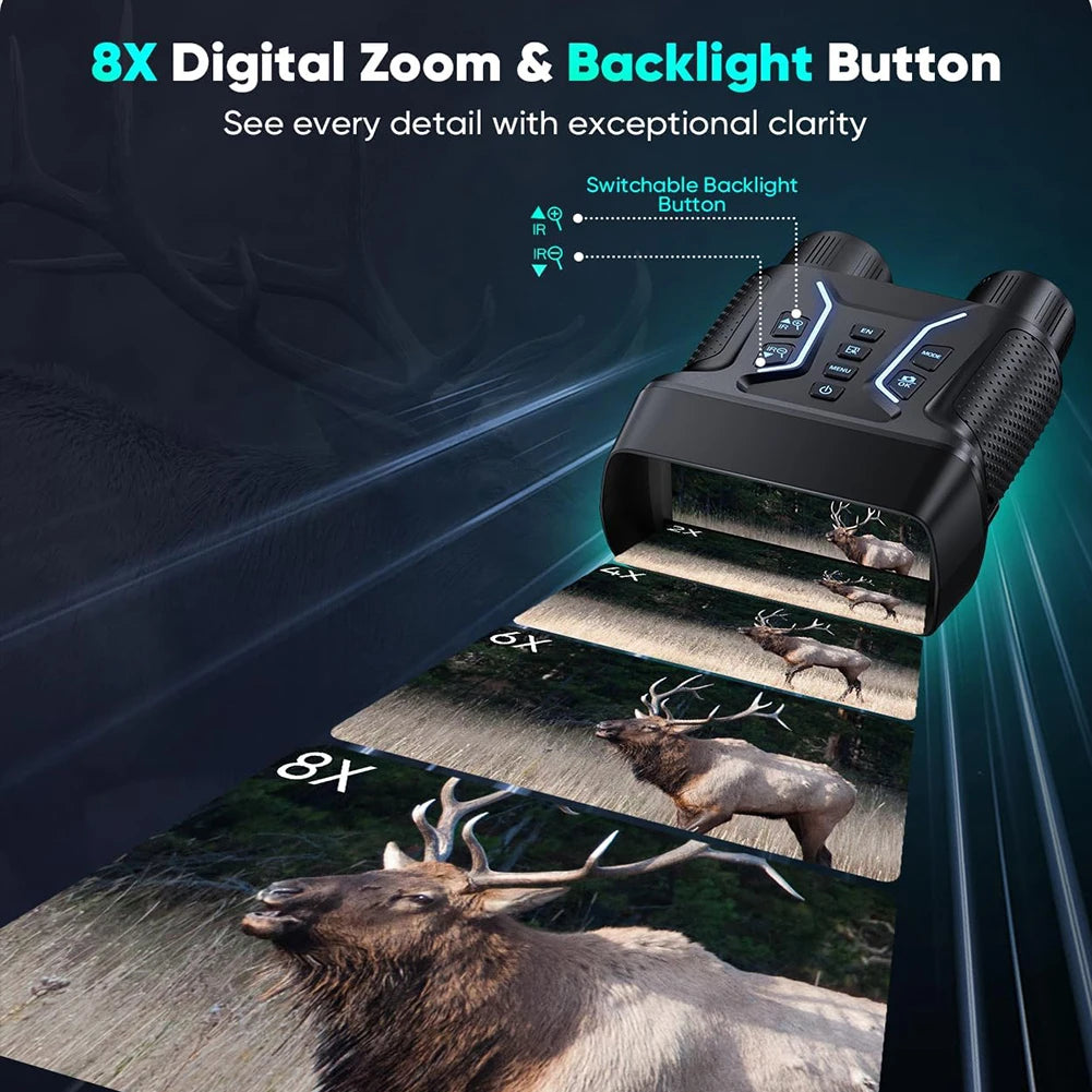 Digital Night Vision Binoculars With Infrared Illuminator Video Recording 8X Zoom Digital 36MP Night Vision Goggles Surveillance