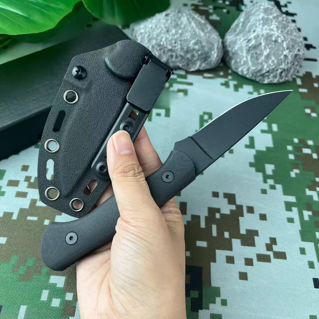 Outdoor Camping Hunting Multifunctional Fixed Knife with Sheath G10 Handle EDC Knife Wild Survival Adventure Rescue Utility Tool