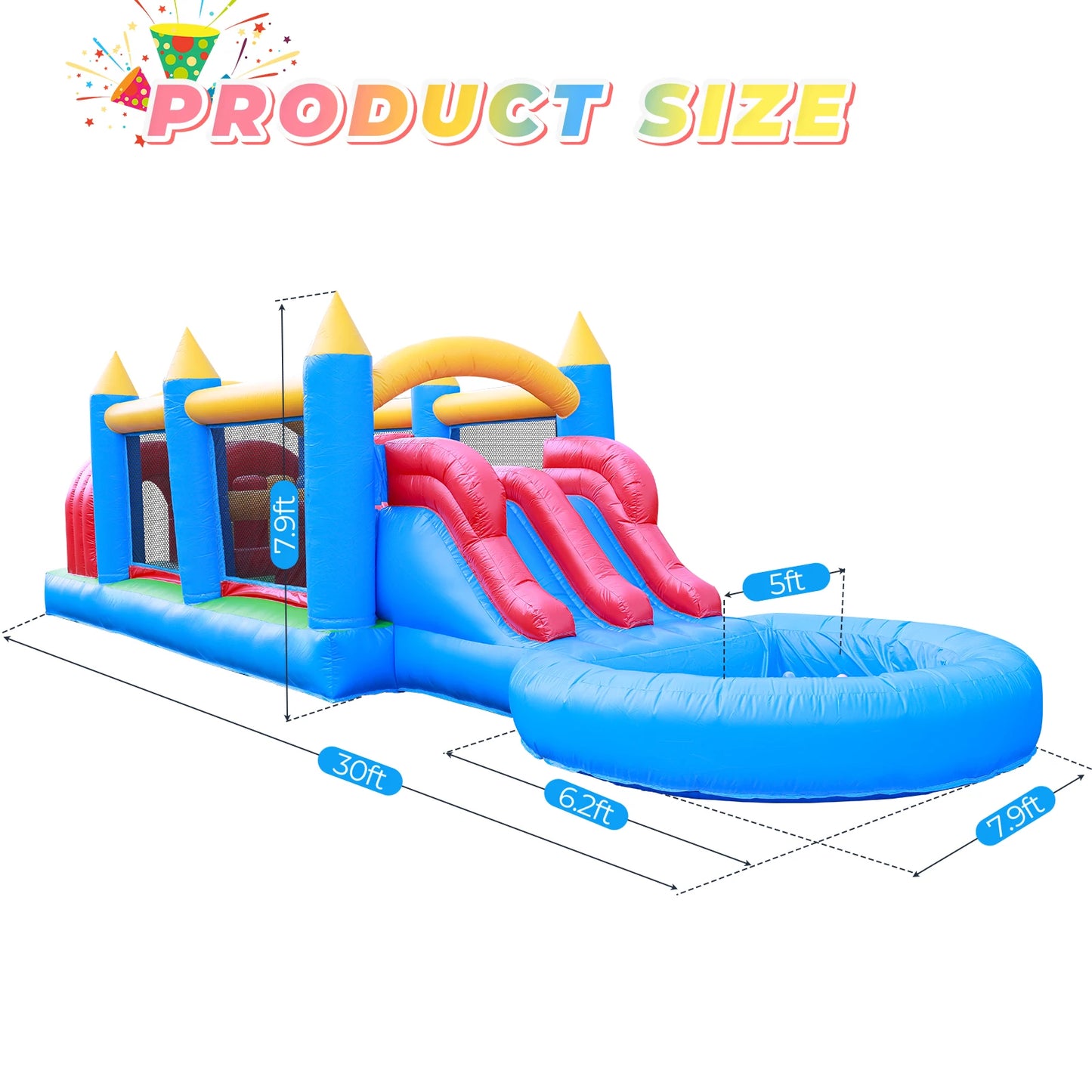 100% PVC Inflatable Macaroon  Water Sildes Ball Pool for Children Jungle Gym Water Play Equipment With 1100W Air Blower