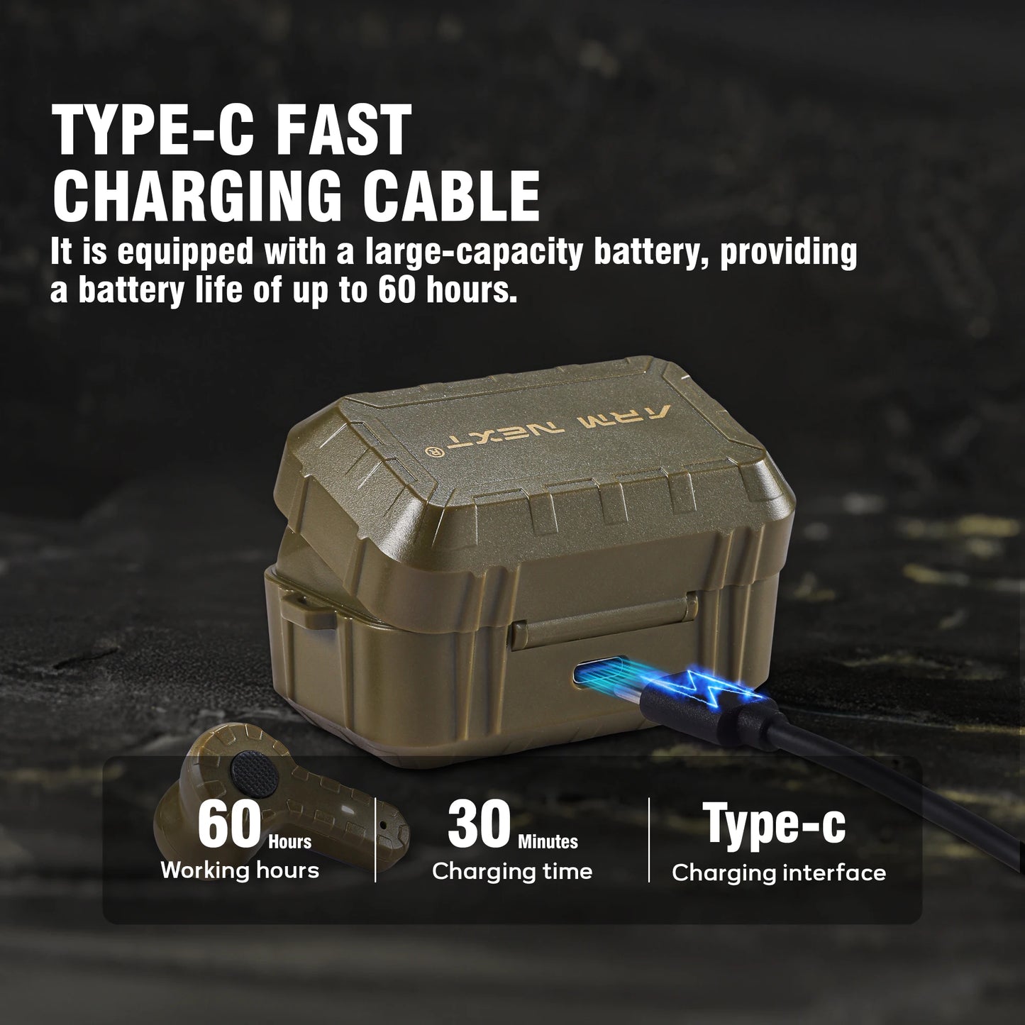 ARM NEXT tactical headset anti-noise earplugs noise-cancelling for shooting hearing protection NRR27dB Military gear hunting