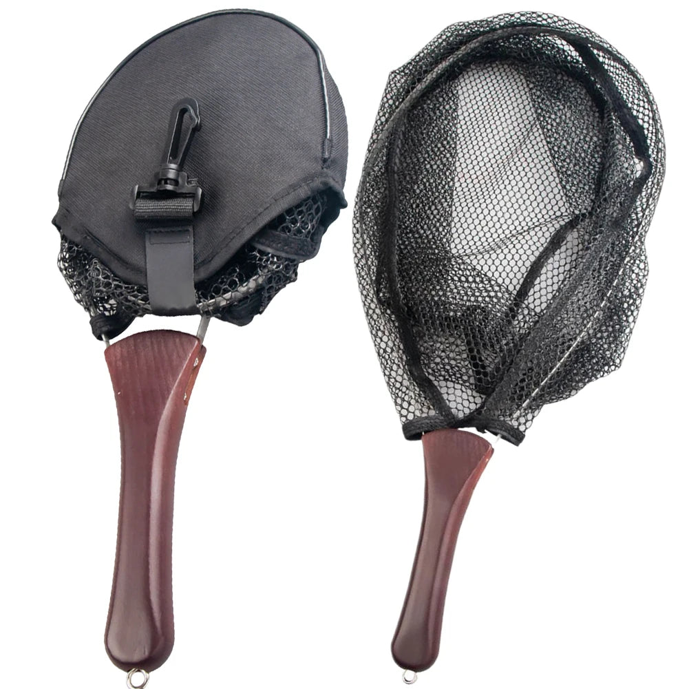 Folding Fishing Net Wooden Handle Fly Fishing Net Catch and Release Net for Trout Bass Pike Fishing Tools
