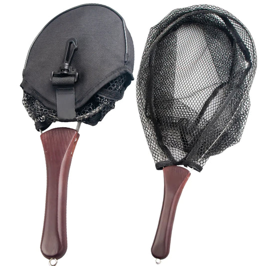 Folding Fishing Net Wooden Handle Fly Fishing Net Catch and Release Net for Trout Bass Pike Fishing Tools