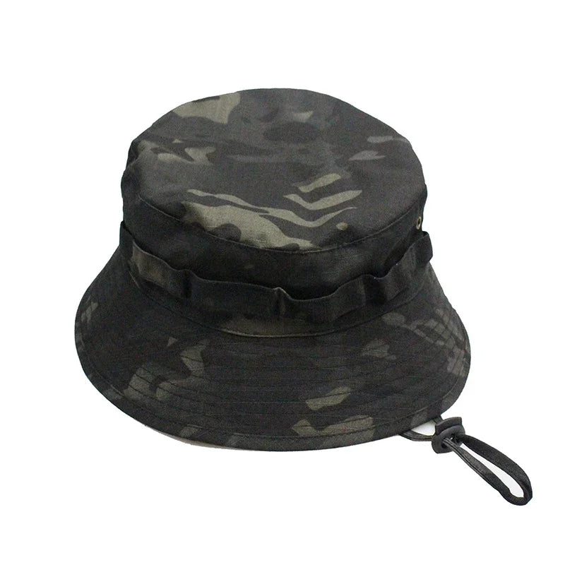Men's Panama Hat Bucket Hat Tactical Sunscreen Camouflage Outdoor Travel Climbing Fishing Caps Training Beach Men's Hiking Hat
