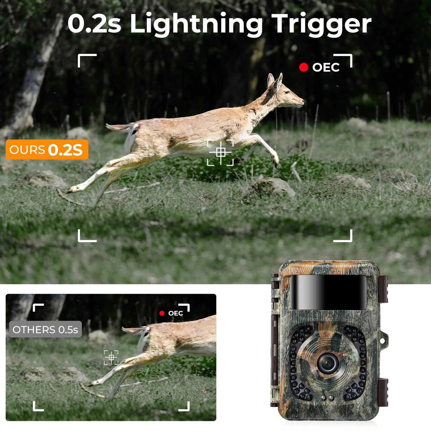 4K WiFi Trail Camera 48MP Game Camera with 0.2s Trigger 120° Detection Starlight Night Vision IP66 Waterproof Cameras For Travel