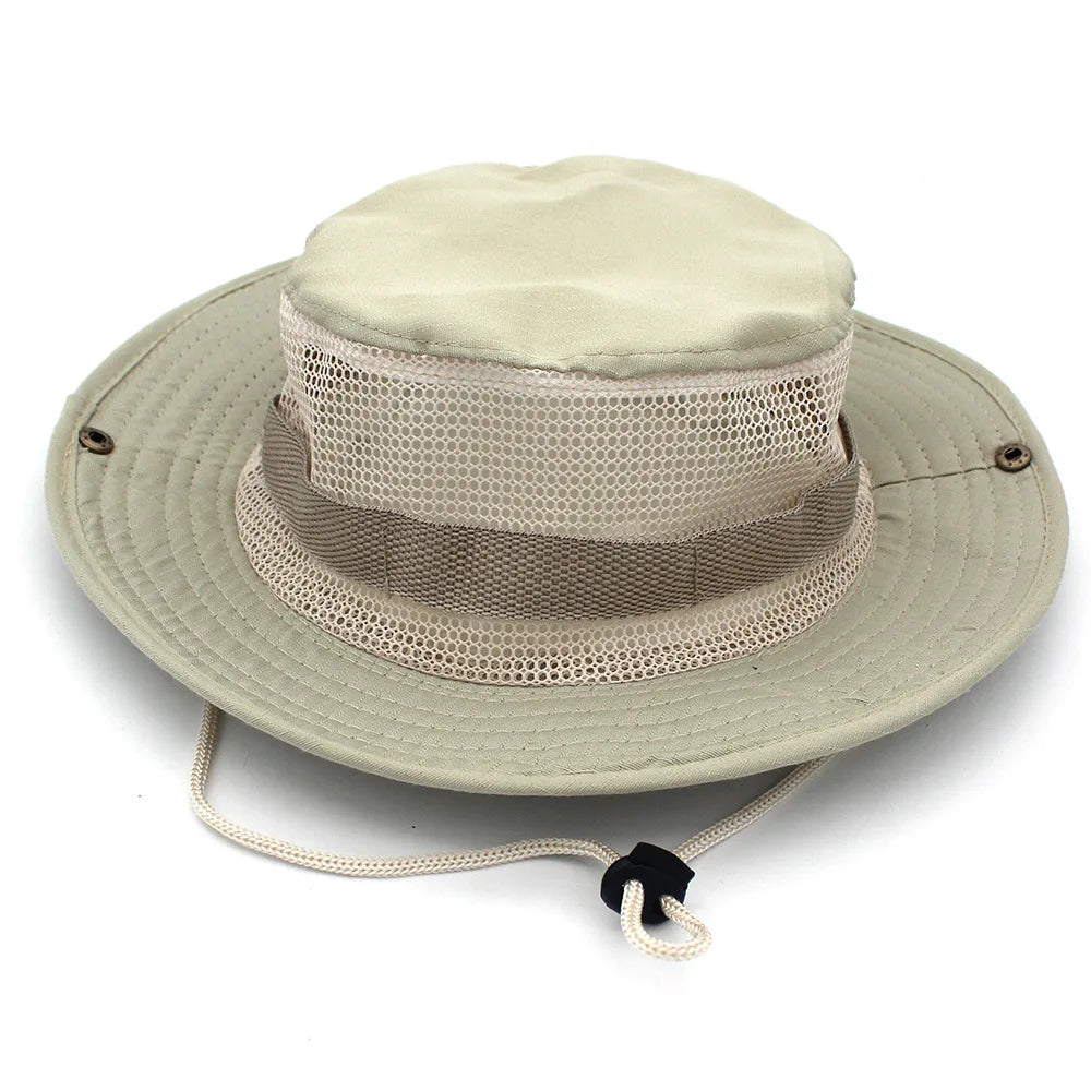 Camouflage Tactical Bucket Hat Summer Men Boonie Hat Outdoor UVProtection Wide Brim Panama Safari Hunting Hiking Fishing Sun Ca