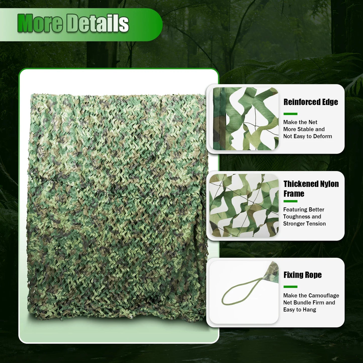 210D Oxford Polyester Nylon Camouflage Net 8x8m Woodland for Camping Hunting Party Decoration