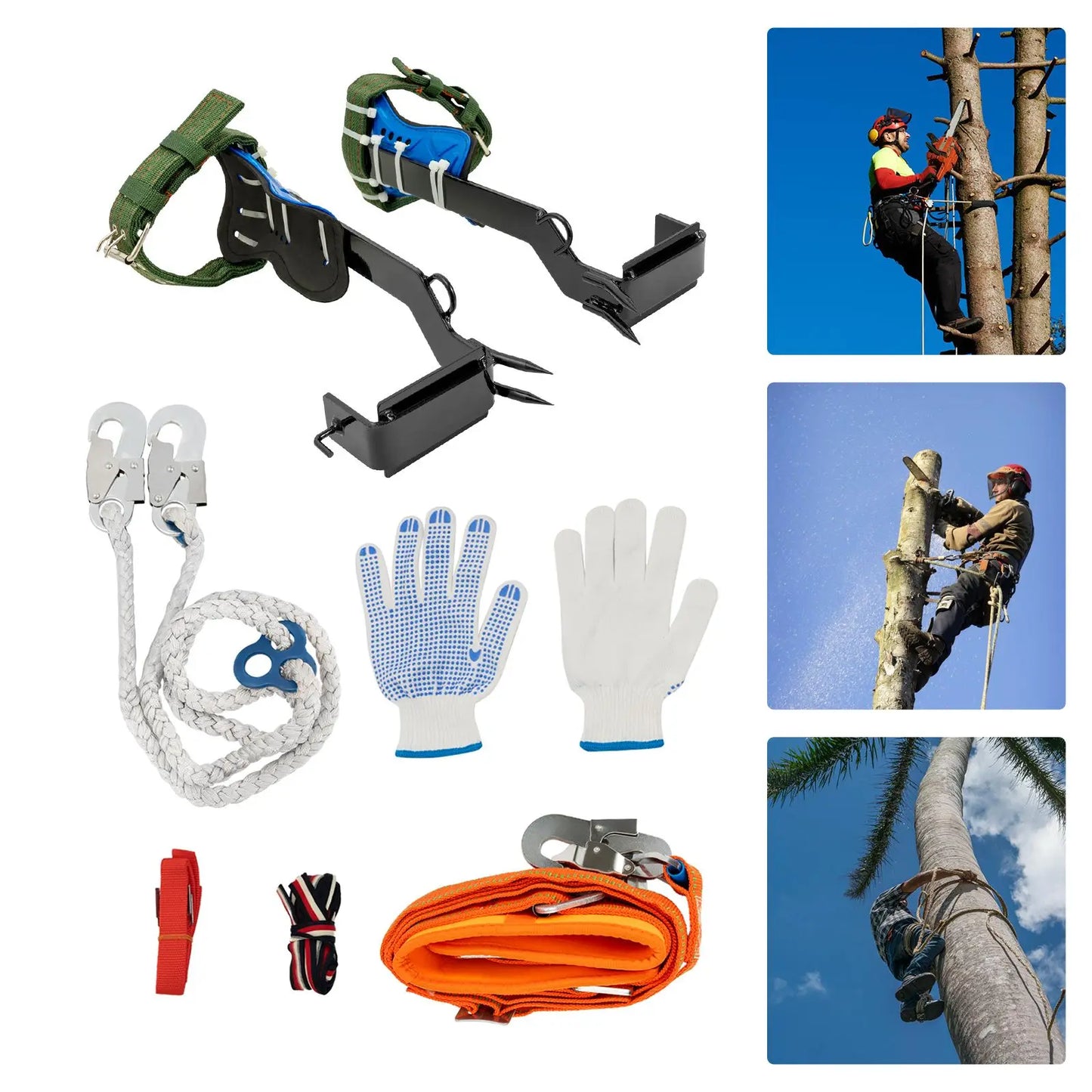 Tree Climbing Spikes Kit with Safety Belt Harness 220lbs Ergonomic Climbing Gear for Hunting Logging