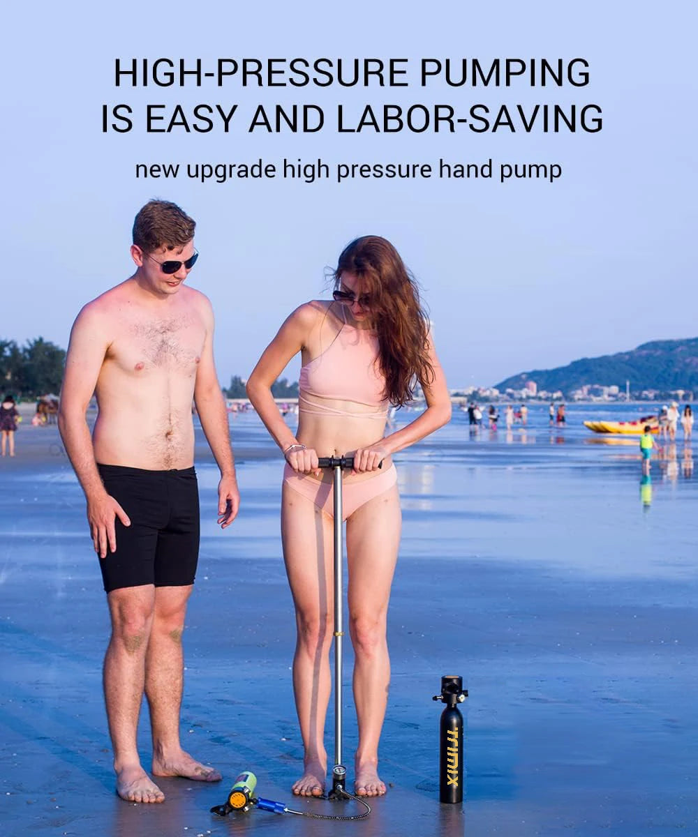 TRIMIX US 24H Fast Shipping Mini Scuba Lung Tank 0.5L With Snorkeling mask and 3-Level Hand Pump 10 Minutes Underwater Breathe