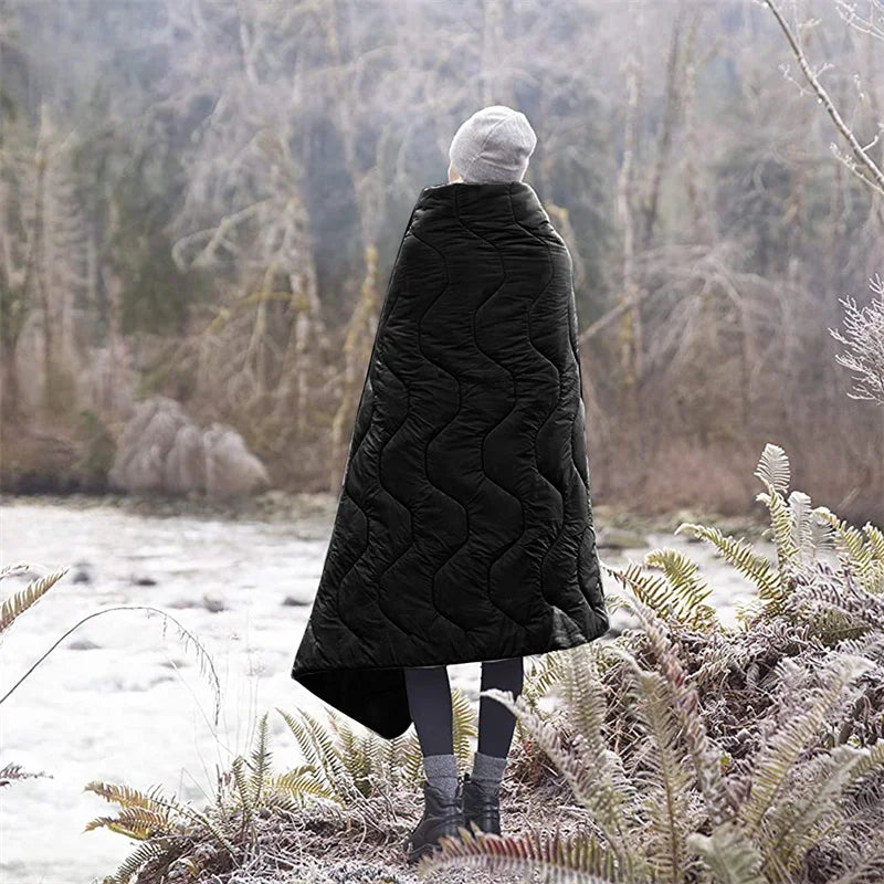 LQARMY Tactical Poncho Liner Camouflage Water Repellent Woobie Quilted Blanket Suitable for Camping, Shooting Hunting