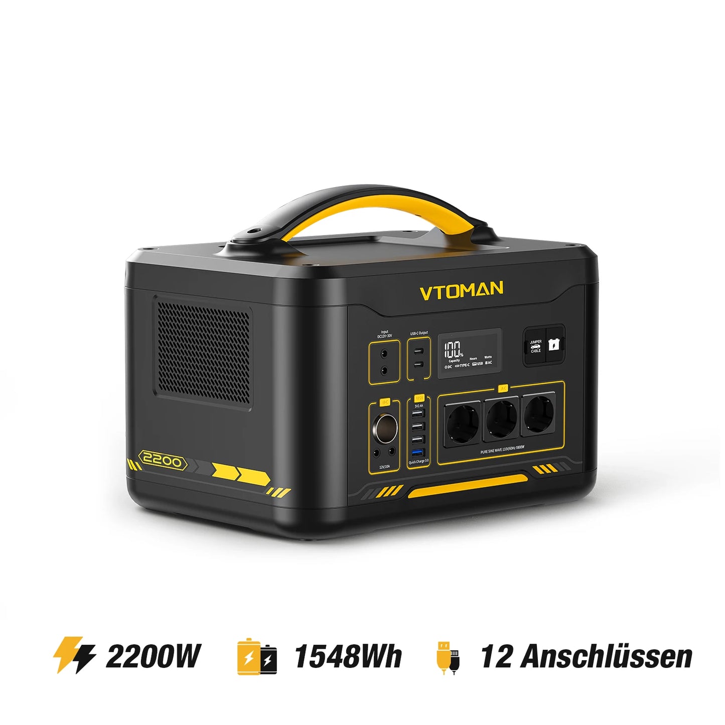 VTOMAN JUMP 2200 / JUMP 1800 Portable Power Station 828/1548Wh LiFeP04 Battery Solar Generator Solar for Home Outdoor Camping