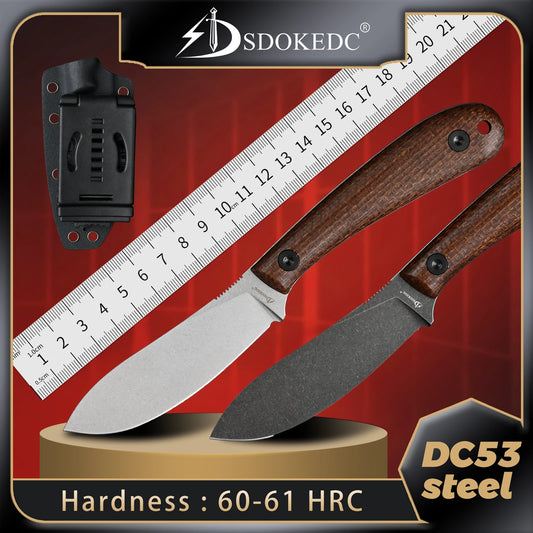 SDOKEDC Knives DC53 Steel Fixed Blade Knife Micarta Handle With Kydex Sheath For Men EDC Outdoor Camping Survival