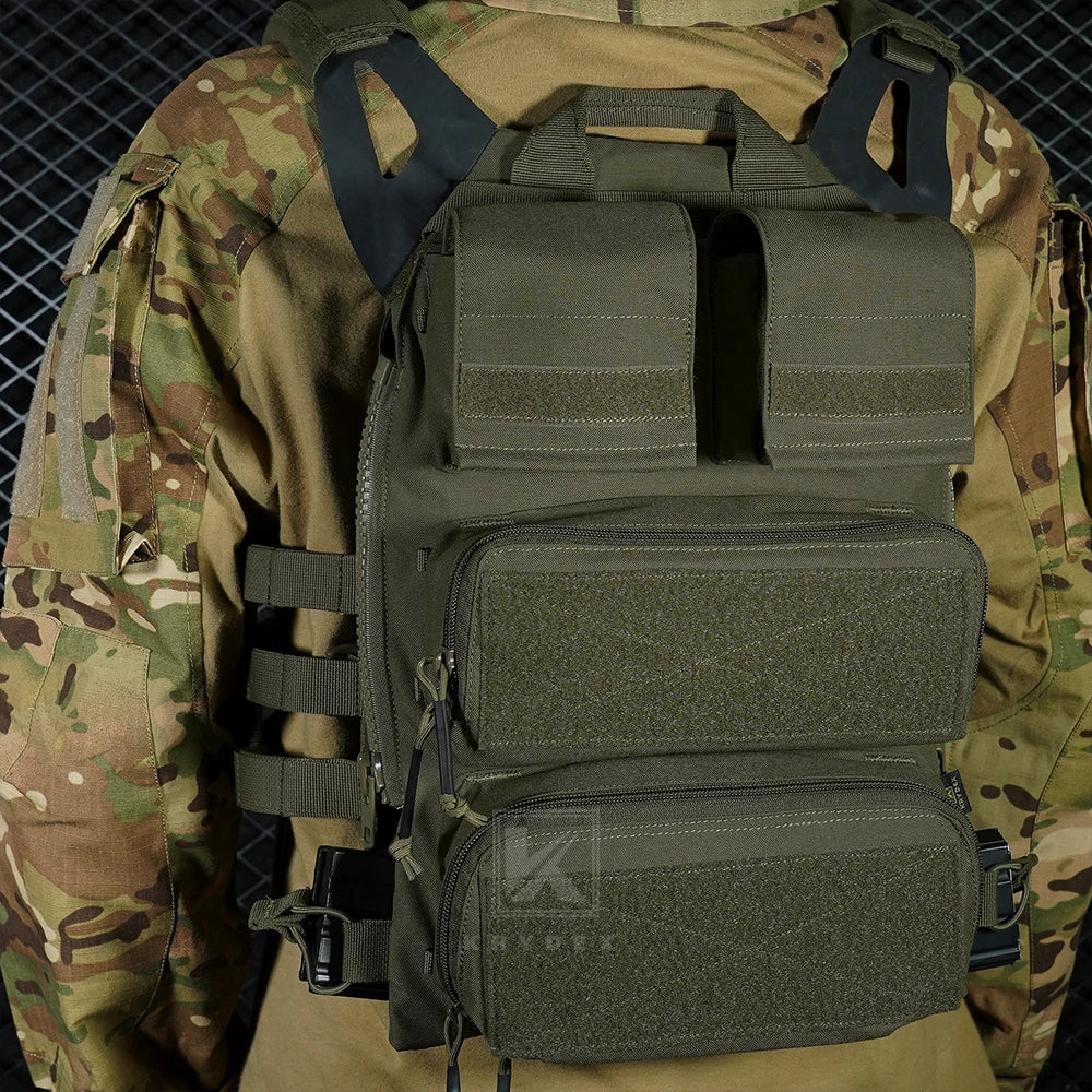 KRYDEX Tactical Modular Back Panel Backpack Zip On Molle Pouch Bag With Mag Pouch for AVS JPC 2.0 CPC Vest Hunting Accessories