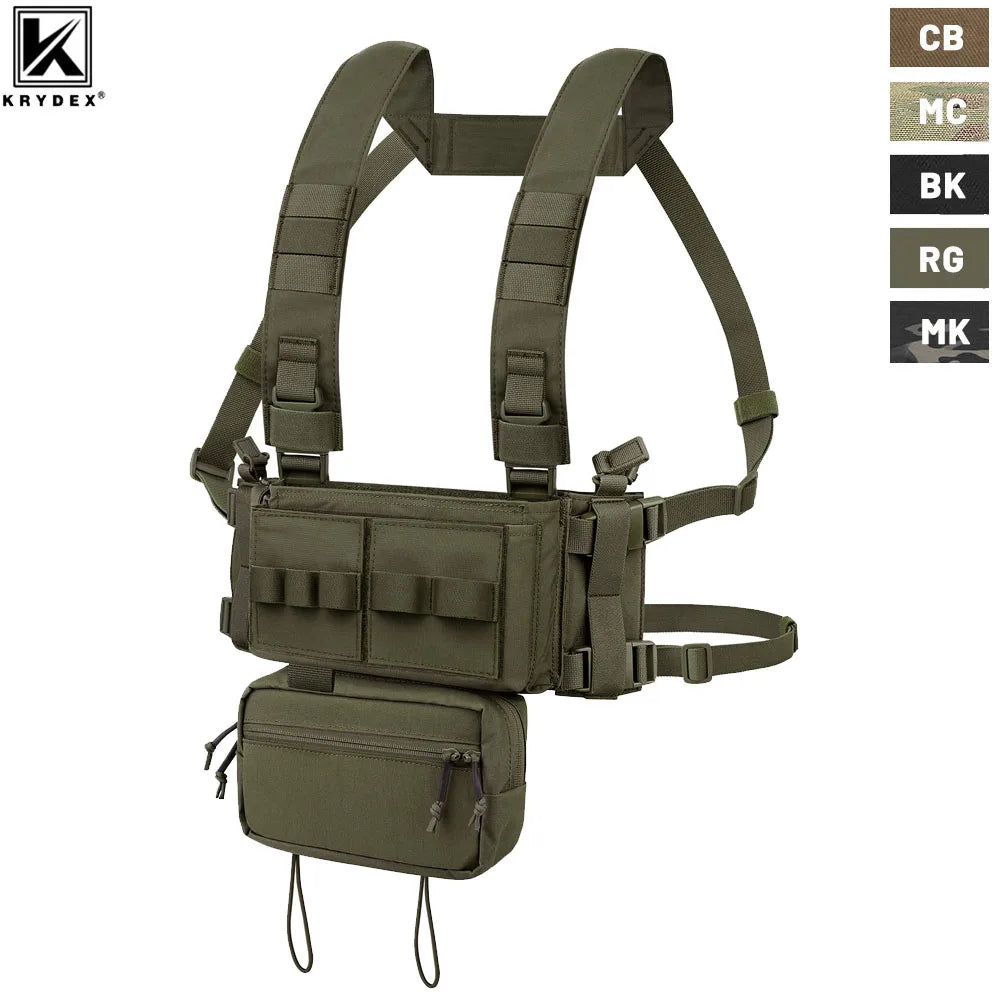 KRYDEX MK3 MK4 Micro Fight Chassis Chest Rig Modular Airsoft Hunting Combat Tactical Carrier Vest w/ 5.56 7.62 Magazine Pouch