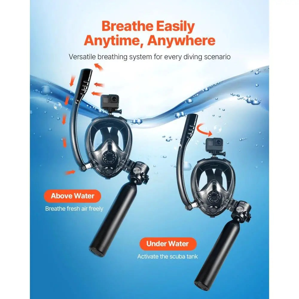 0.5L SCUBA TANK for DIVING and SNORKELING with REFILLABLE feature and Built-in PUMP up to 32.81FT