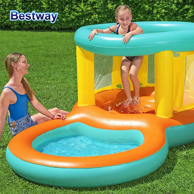 Bestway 52385 Inflatable Bouncer and Play Pool, Water Slide Park Bouncer with Jump and Splash Pool for Outdoor Backyards