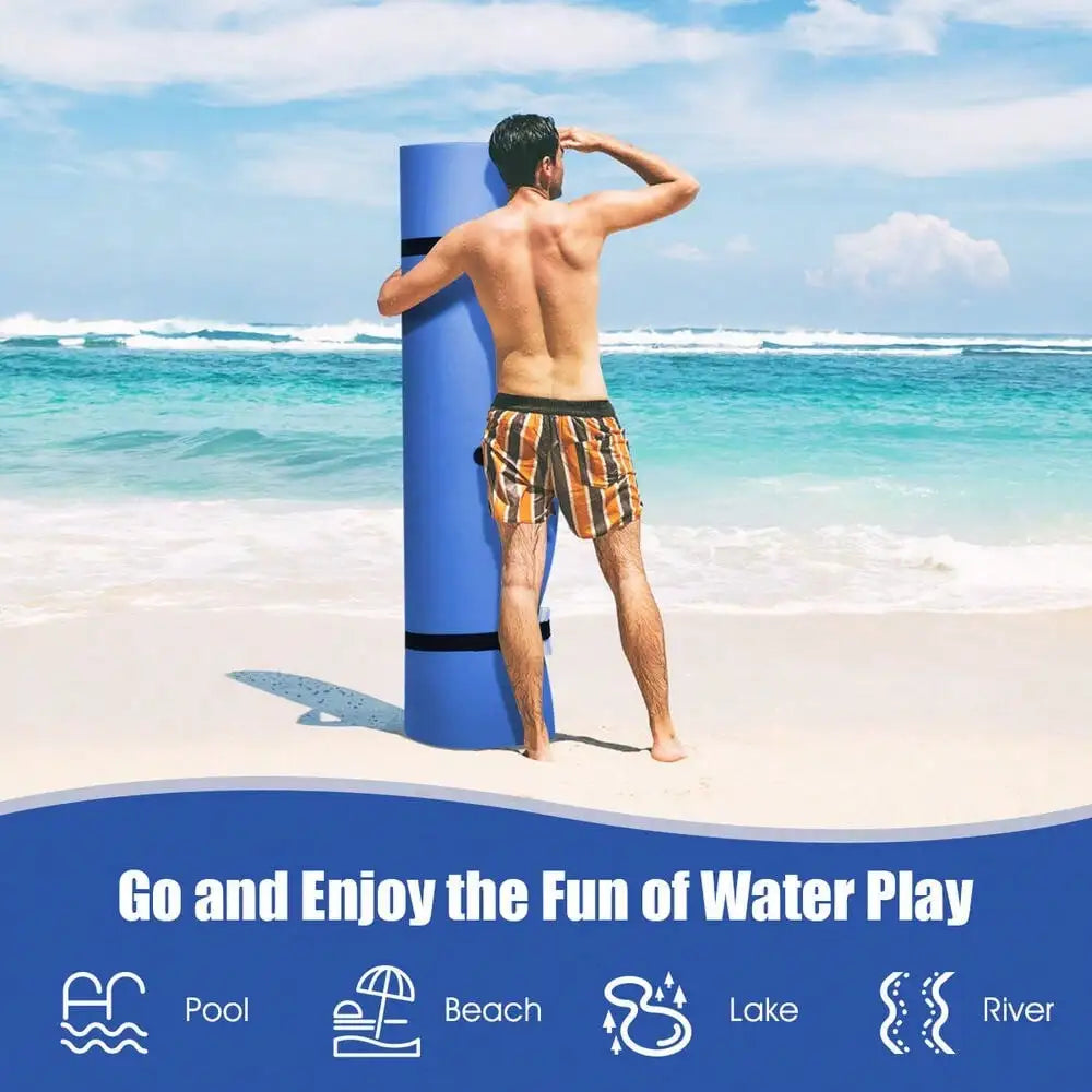 3-Layer Floating Water Pad 12' x 6' Floating Oasis Foam Mat Blue