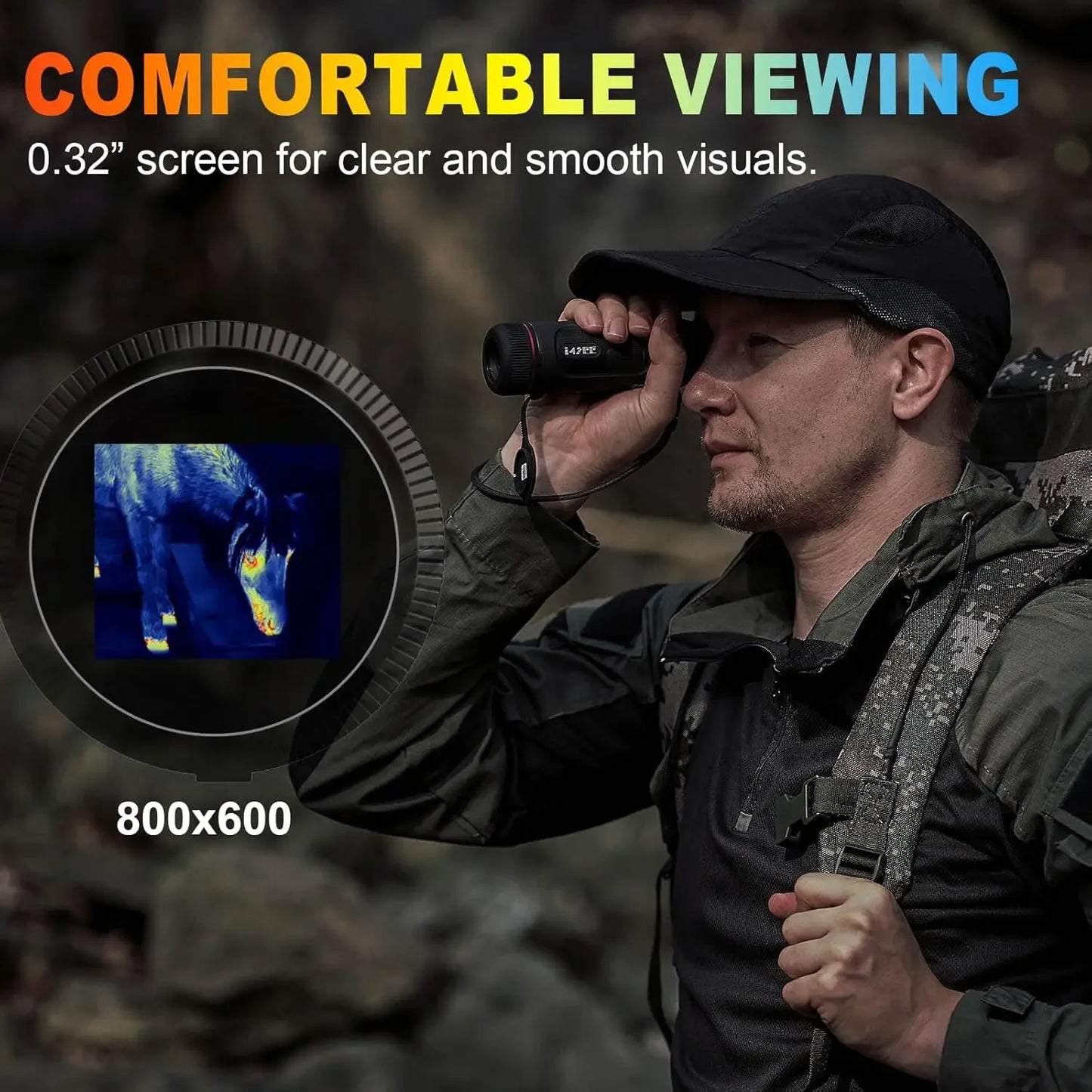 E25-384 Thermal Monocular for Hunting, 25mm Focal Lens, 384×288(50Hz) 12μm Night Vision Infrared Scope with 5-Hour