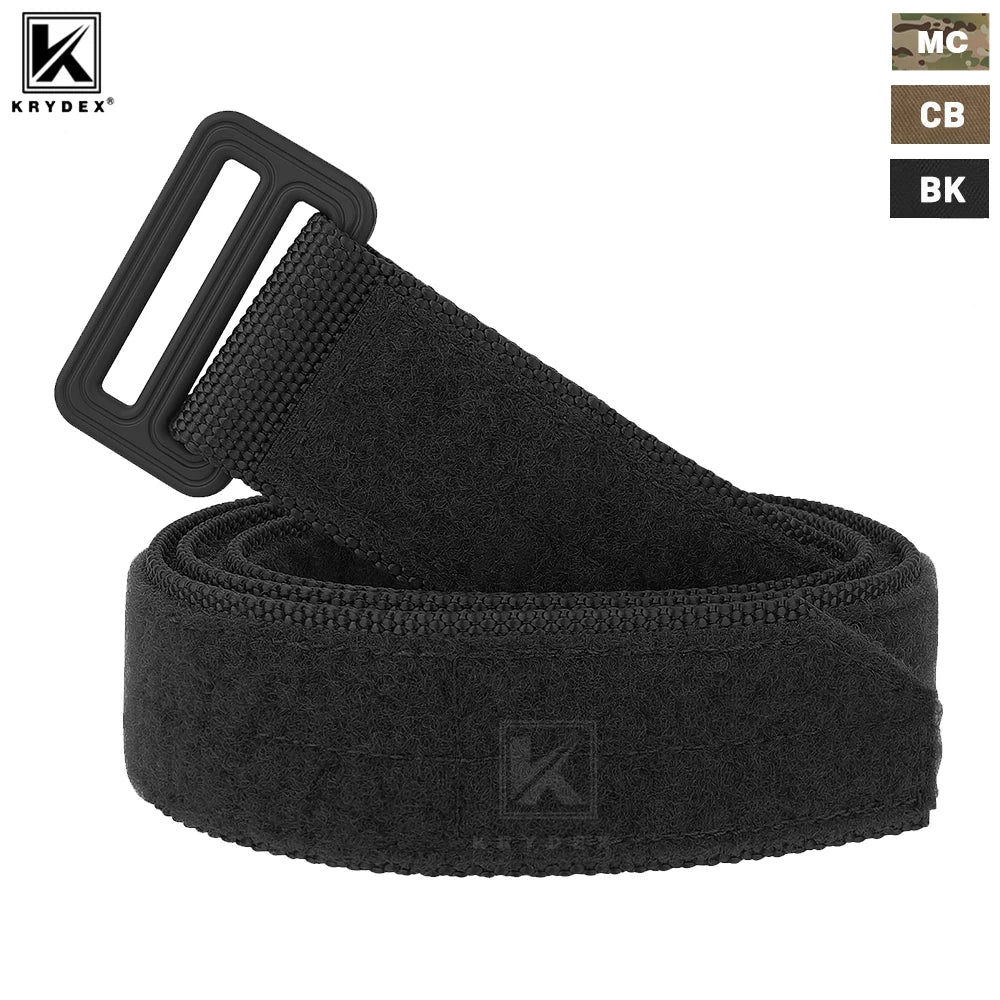 KRYDEX Tactical 1.5'' EDC Under Belt Hook & Loop Inner Belt Duty Concealed Carry Base Belt Hunting Outdoor Men Black Belt