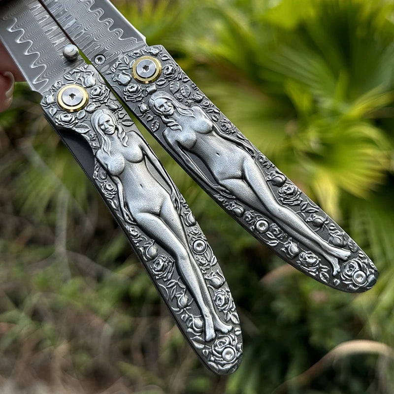 High Quality Damascus Steel Folding Pocket Knife, EDC Men's and Women's Pocket Knife, Hunting Adventure Knife, Utility Knife