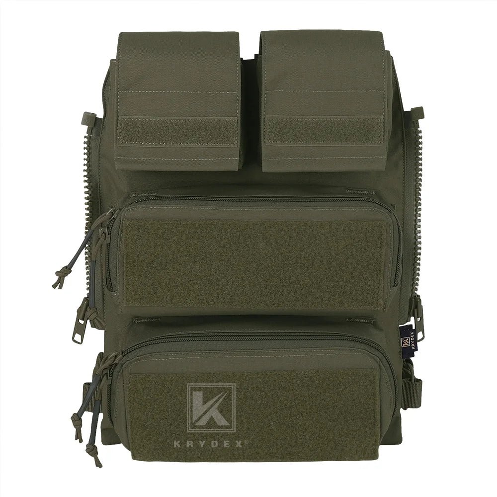 KRYDEX Tactical Modular Back Panel Backpack Zip On Molle Pouch Bag With Mag Pouch for AVS JPC 2.0 CPC Vest Hunting Accessories