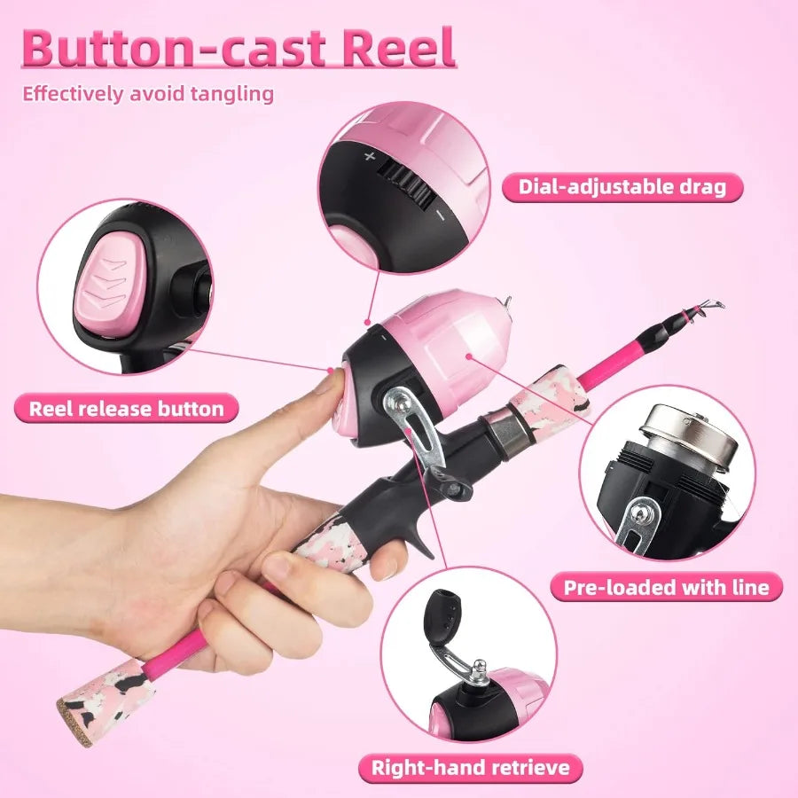 Portable Telescopic Fishing Rod and Reel Combo Full Kit Set for Ideal for Outdoor Adventures and Beginner Youth Easy to Assembl