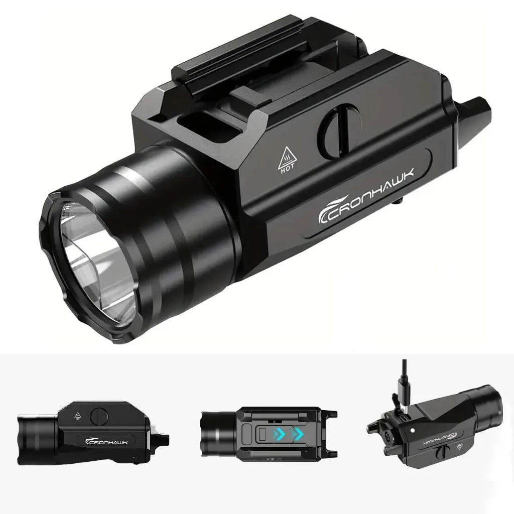 Tactical Metal Pistol Light 1350 Lumen Airsoft Weapon Light Fit 20mm Picatinny Rail Mounted Powerful Strobe Handgun Flashlight