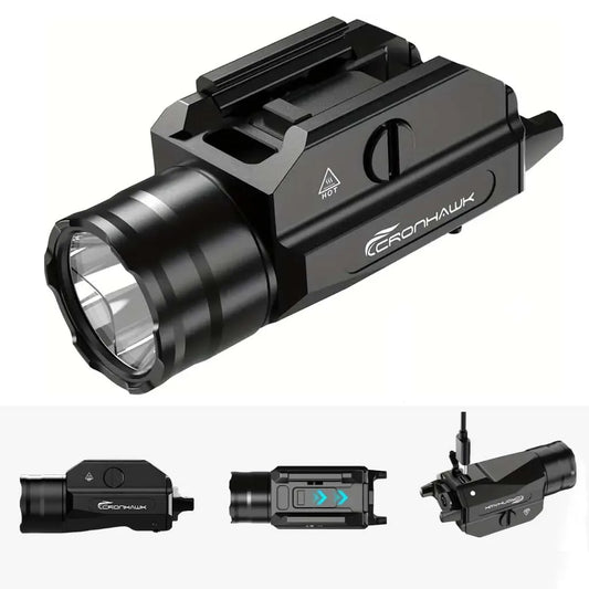 Tactical Metal Pistol Light 1350 Lumen Airsoft Weapon Light Fit 20mm Picatinny Rail Mounted Powerful Strobe Handgun Flashlight